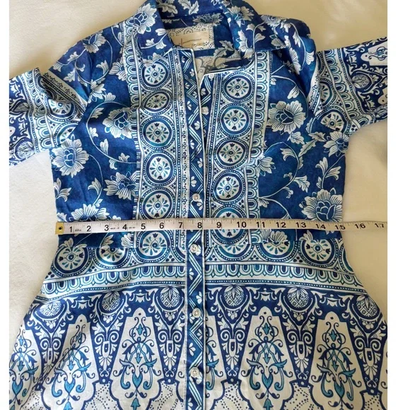 Anthropologie Printed V-Neck Buttonfront Shirtdress XS - Picture 13 of 16